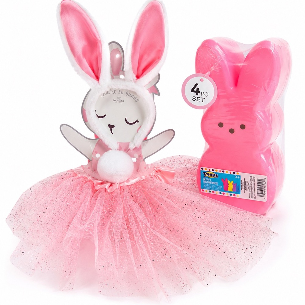 Pink Bunny Ears and Tutu with 4pc Bunny Containers
